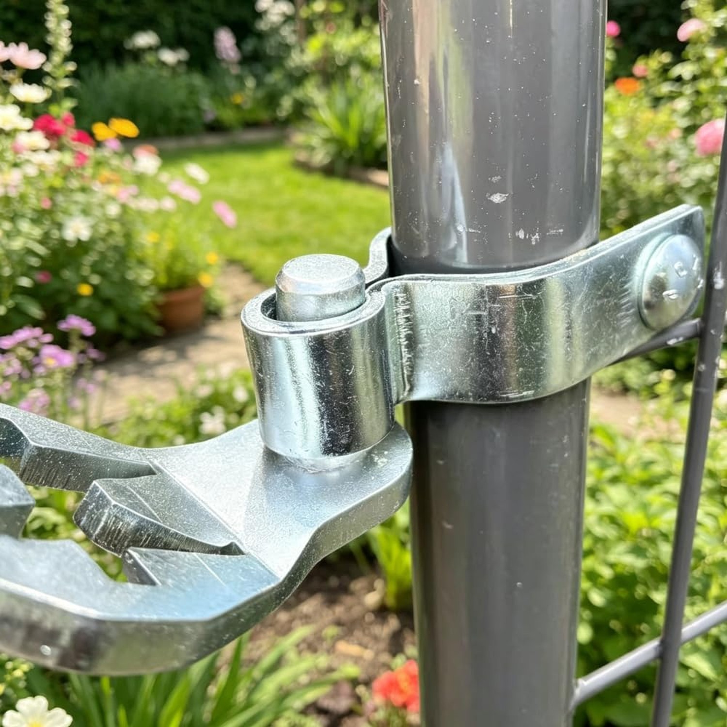 Complete T-Post Gate Hinge Assembly Kit, Galvanized Steel 1-5/8 Inch Chain Li...
