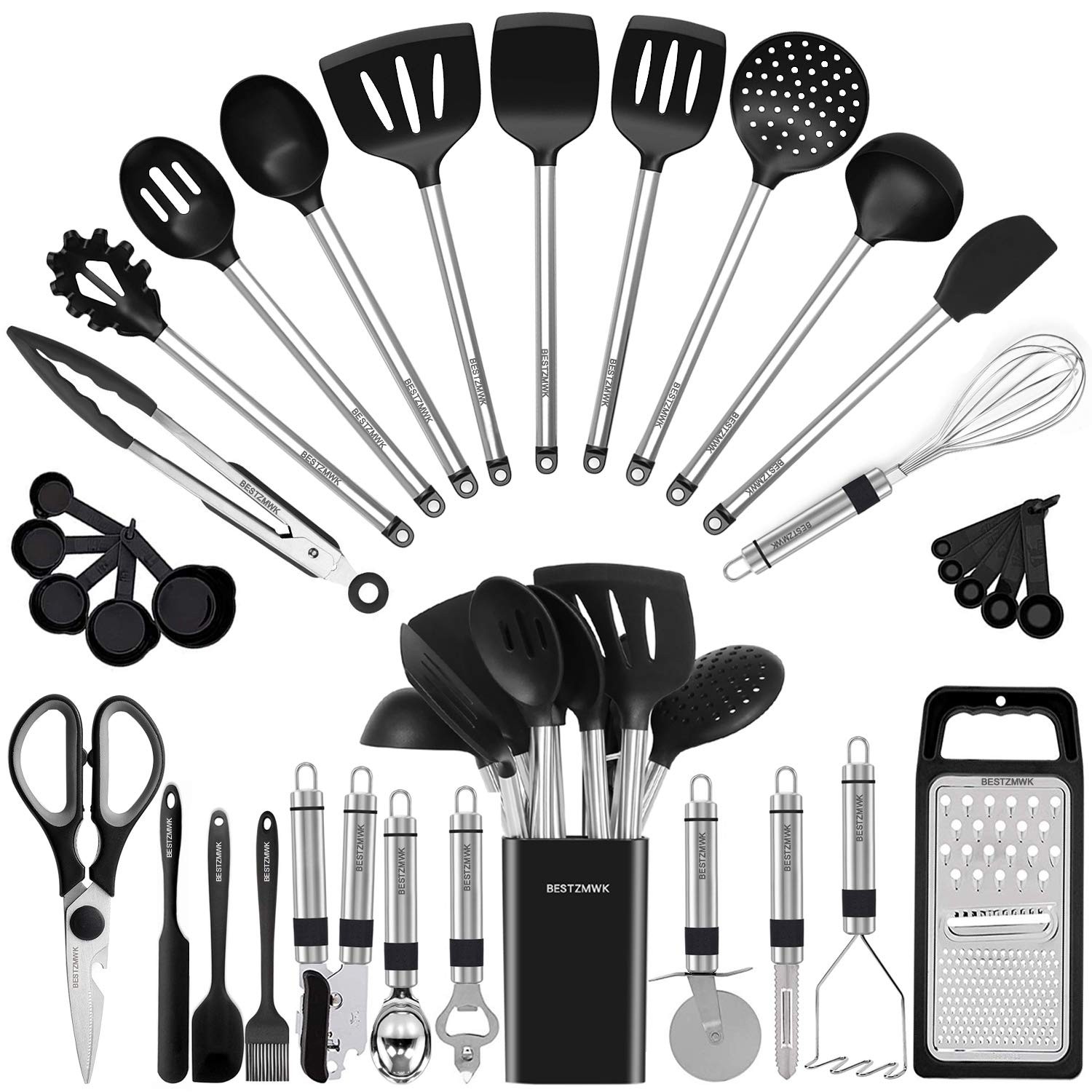 Kitchen Utensil Set-Silicone Cooking Utensils-33 Kitchen Gadgets & Spoons for...
