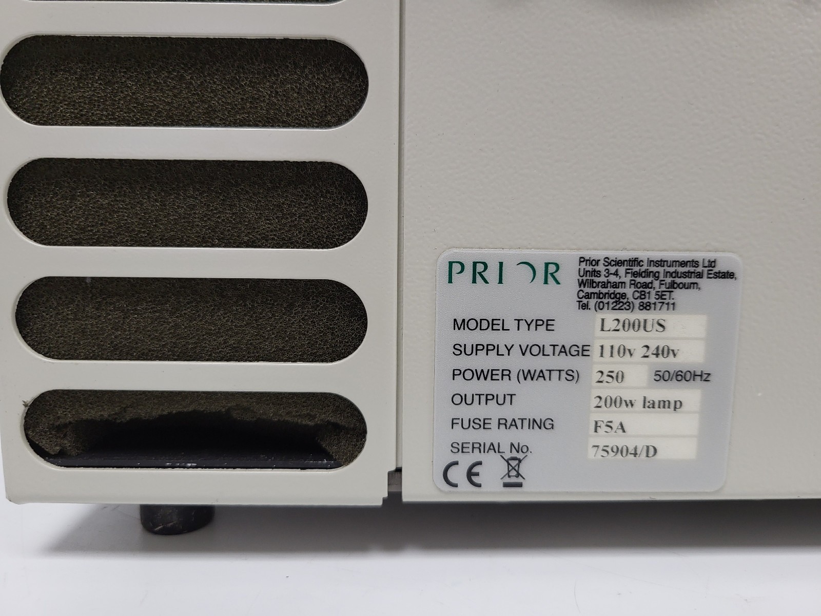Prior Lumen 200 Fluorescence Light Source Illuminator (483 Hours)