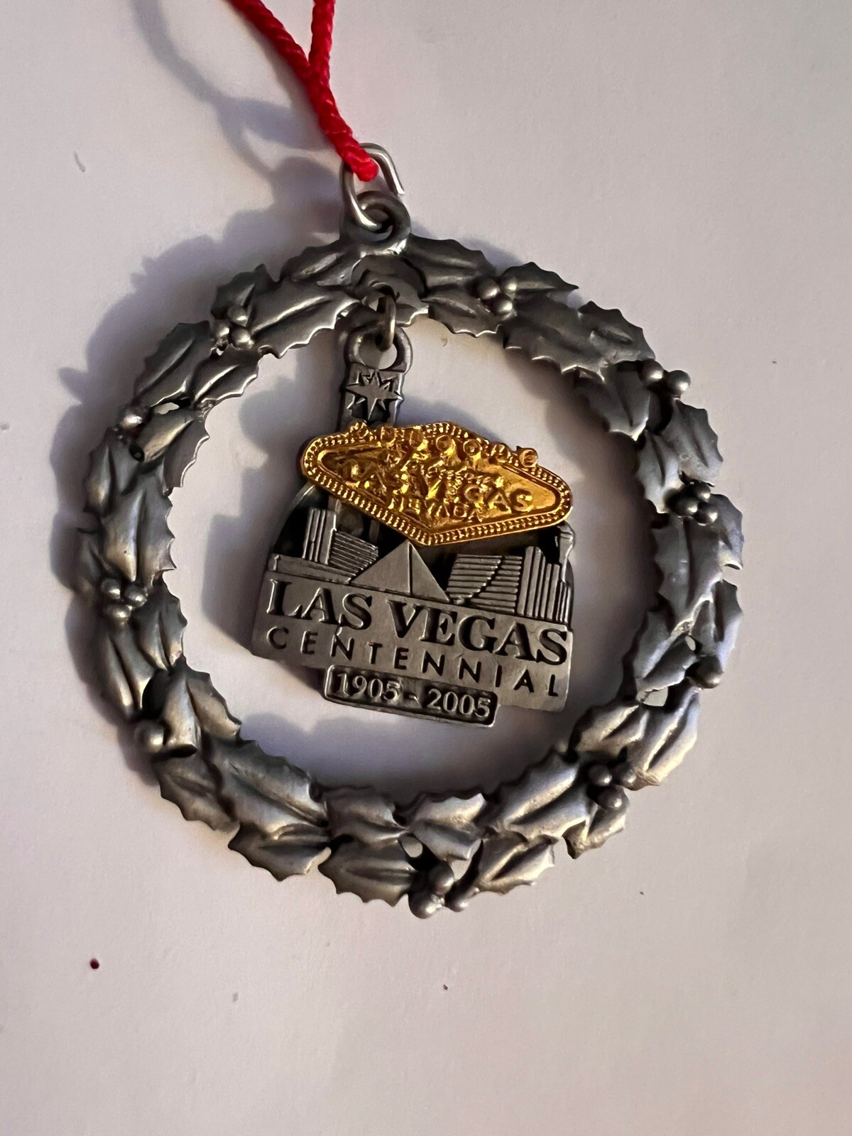 Las Vegas Centennial Wreath Ornament *Pewter* Christmas Ornament