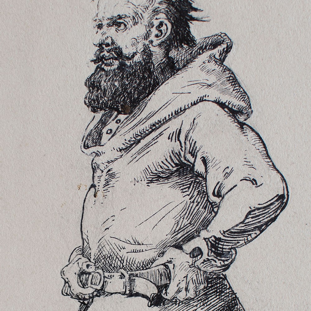Józef Teofil Smoliński portrait of a man study costume art Poland unique drawing