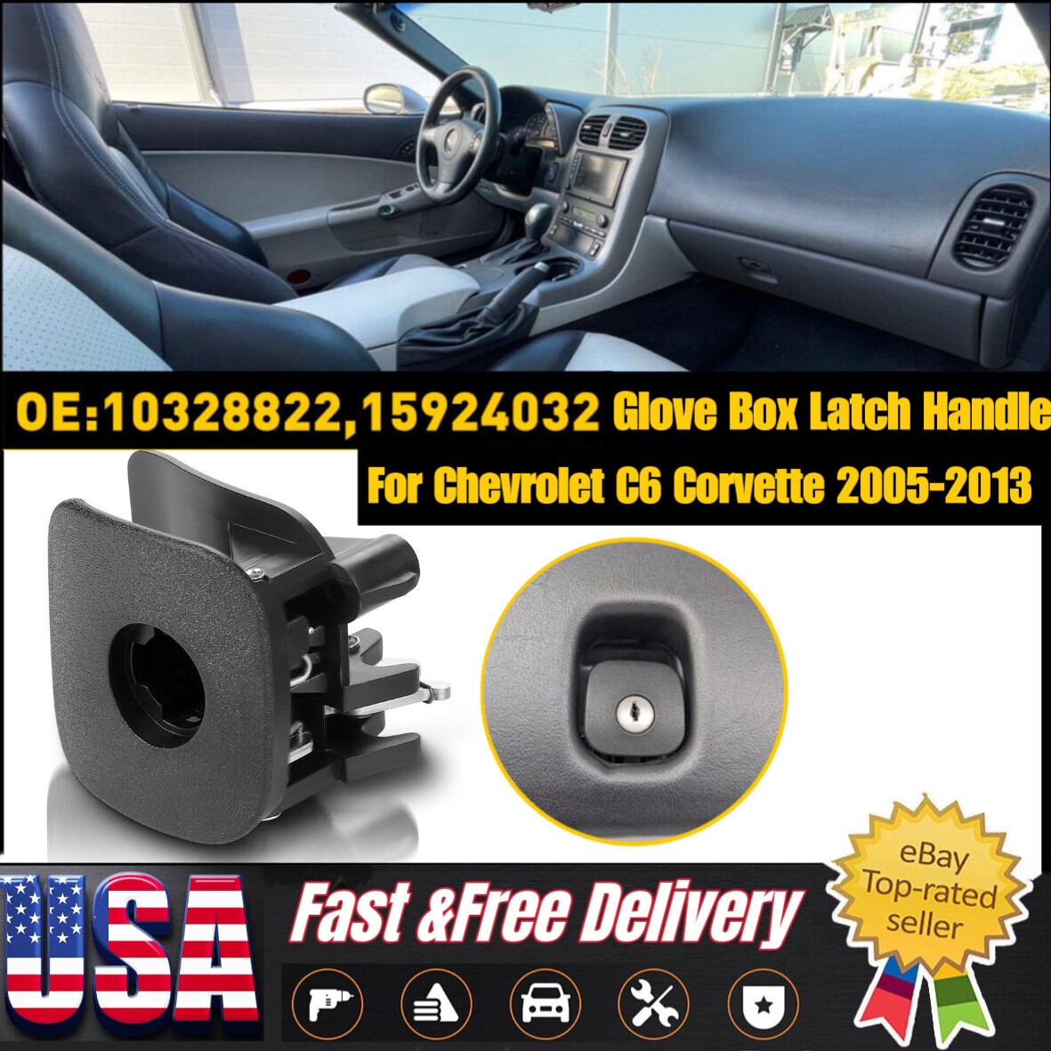Glove Box Compartment Latch Handle For Chevrolet C6 Corvette 2005-2013 15924032
