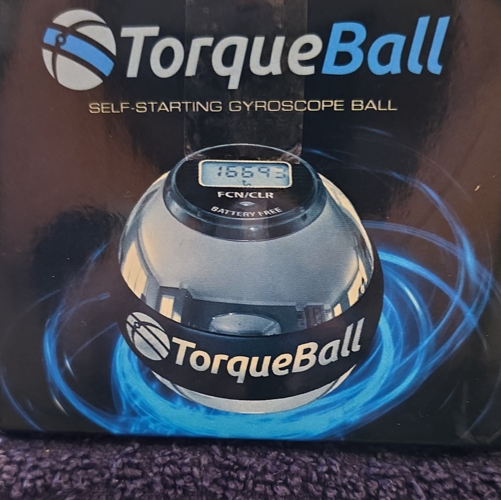 TorqueBall Self-Starting Powerball Gyroscope Ball, Digital Display, Silver Black