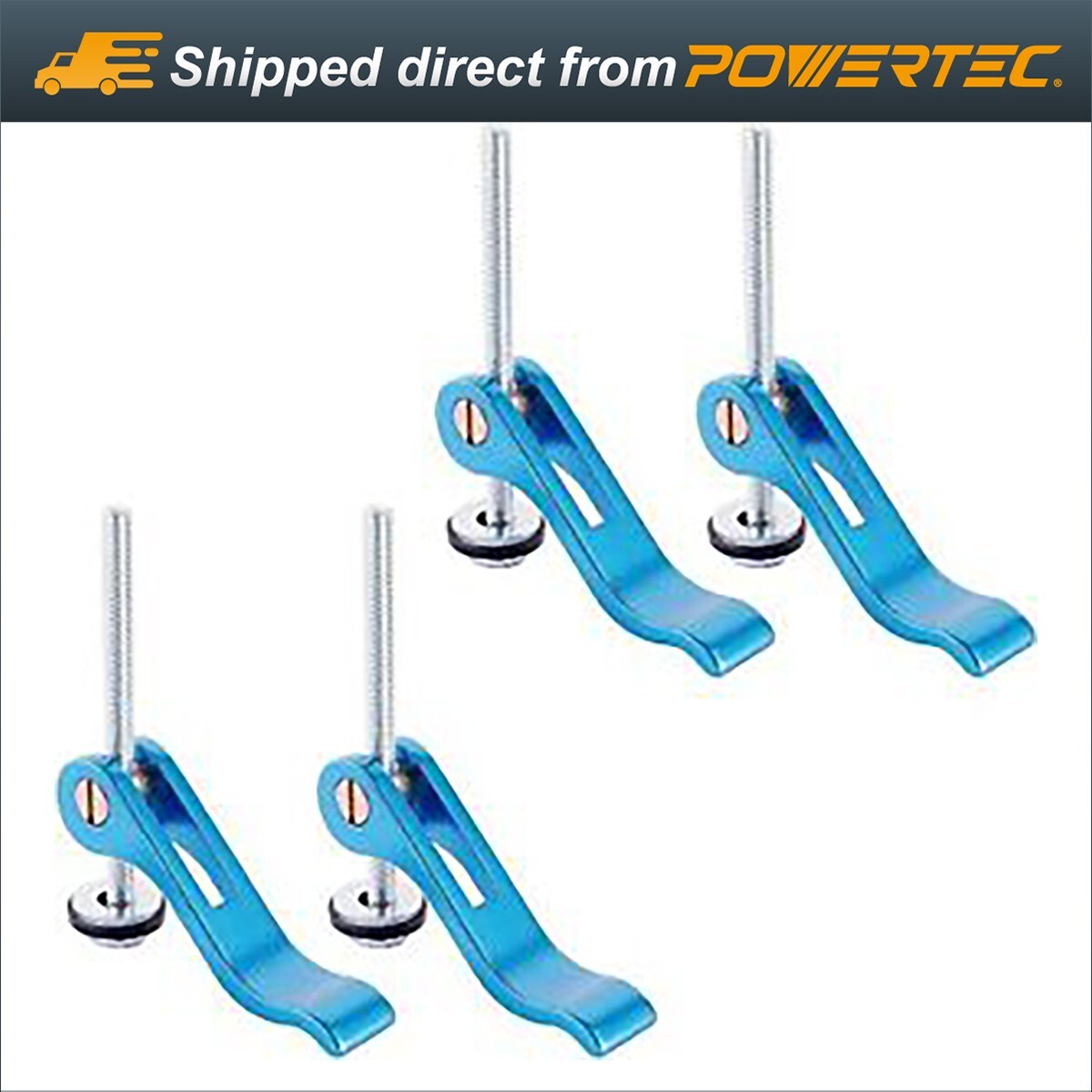 POWERTEC Aluminum Cam Clamp 1/4 inch -20 Threaded Insert - 4 PK (71501)