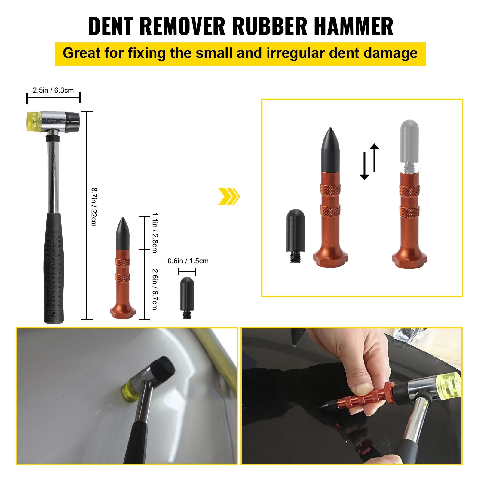 VEVOR 20Pcs Car Push Puller Rods Dent Removal Paintless Tools Repair Hammer kit