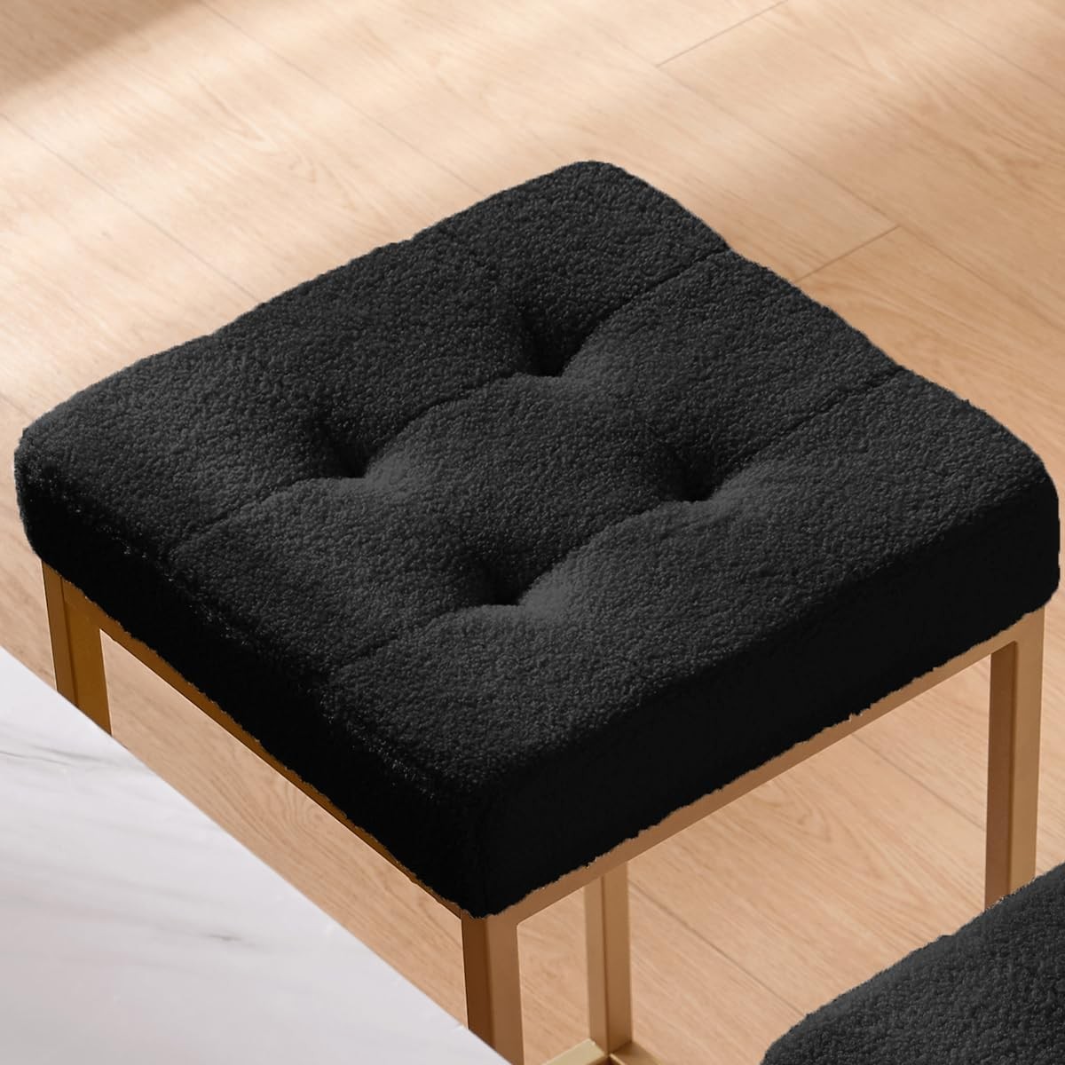 Contemporary Counter Height Bar Stool Set of 2 Kitchen Island 26" H Teddy Fabric