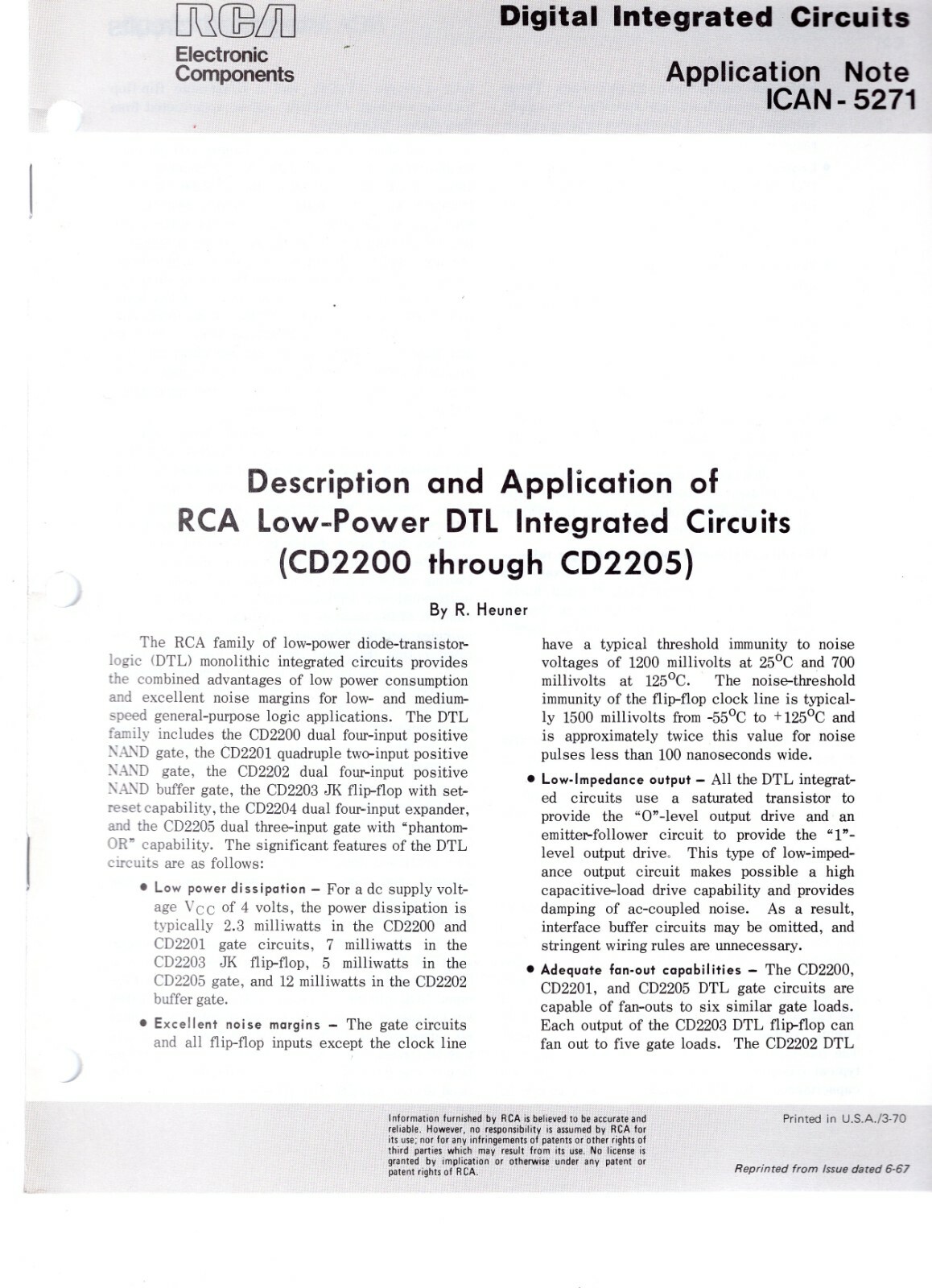 RCA Digital Integrated Circuits Application Note ICAN-5271