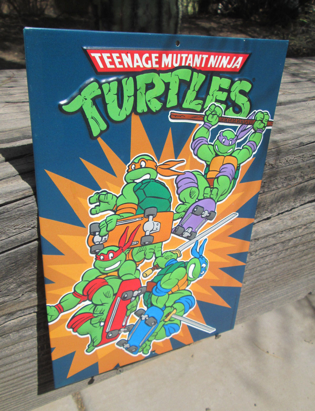 TMNT TEENAGE MUTANT NINJA  METAL SIGN VINTAGE LOOK VIDEO PINBALL COIN AMUSEMENT