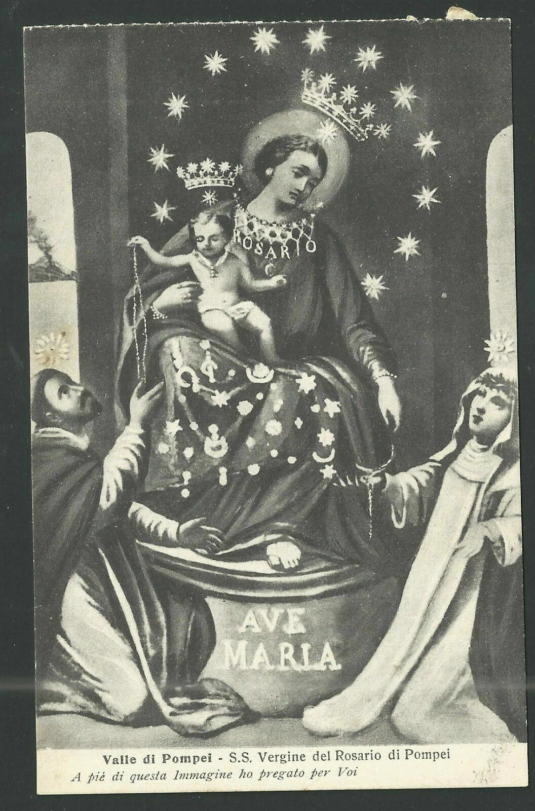 Holy card antique postale of Virgin del Rosario santino image pieuse estampa