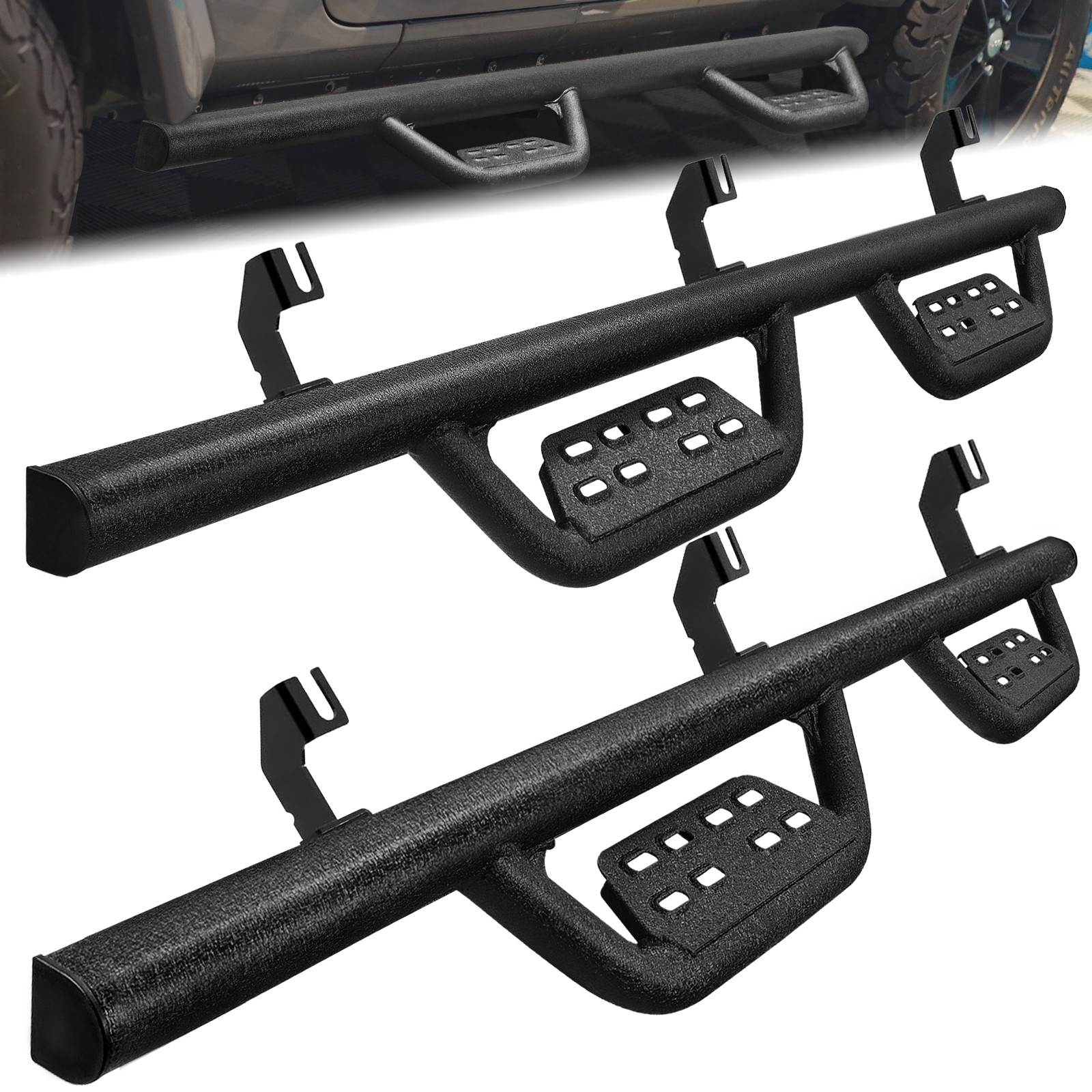 For 07-18 Jeep Wrangler JK 4 Door Running Board Nerf Bar Side Step Drop Down Bar