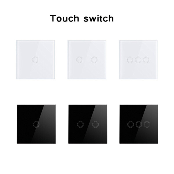 220V EU Glass Panel Wall Socket Touch Switch Wall LED Light Switch 1/2/3 Gang