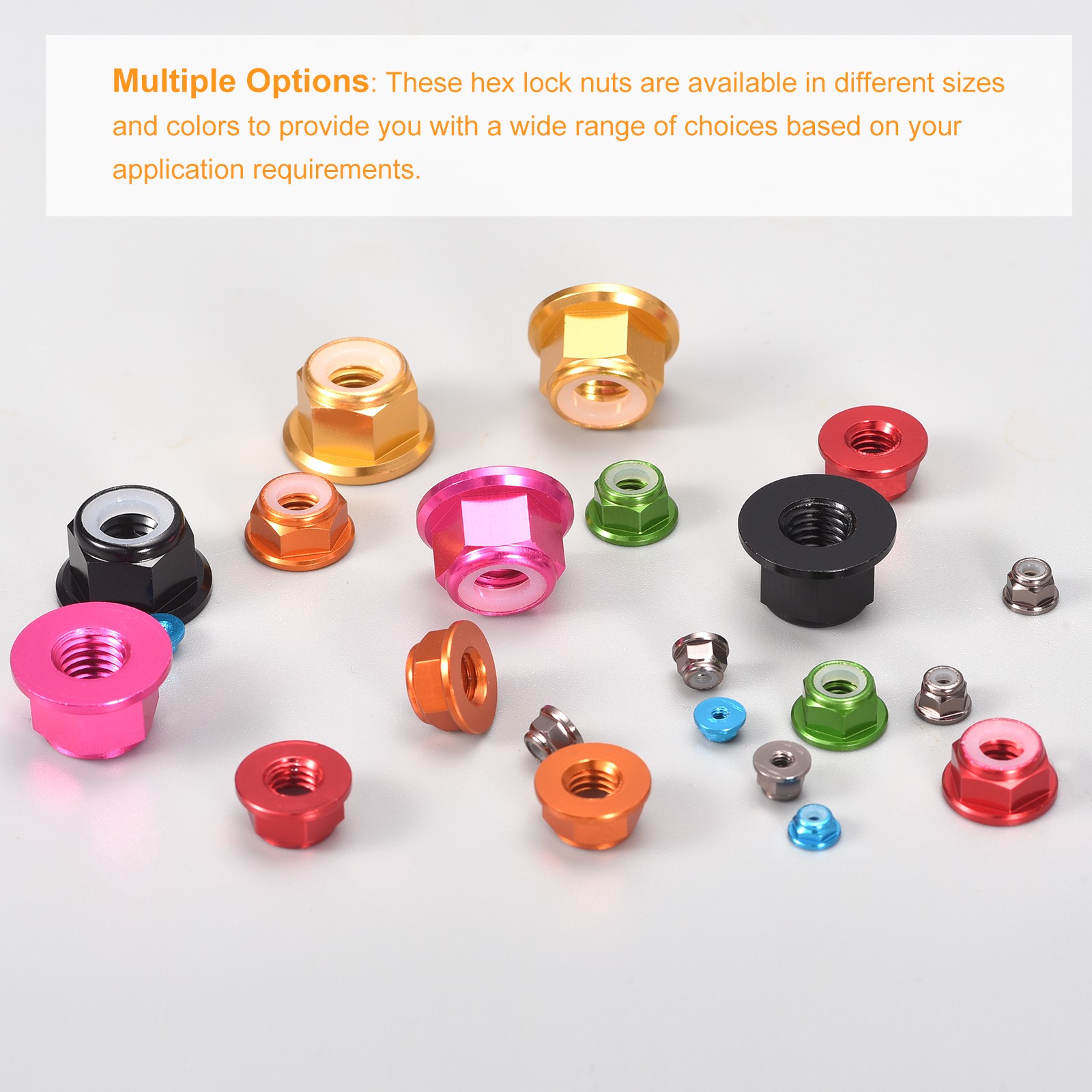 Nylon Insert Hex Lock Nuts, 10pcs - M2x0.4mm Self-Locking Nut(Orange)