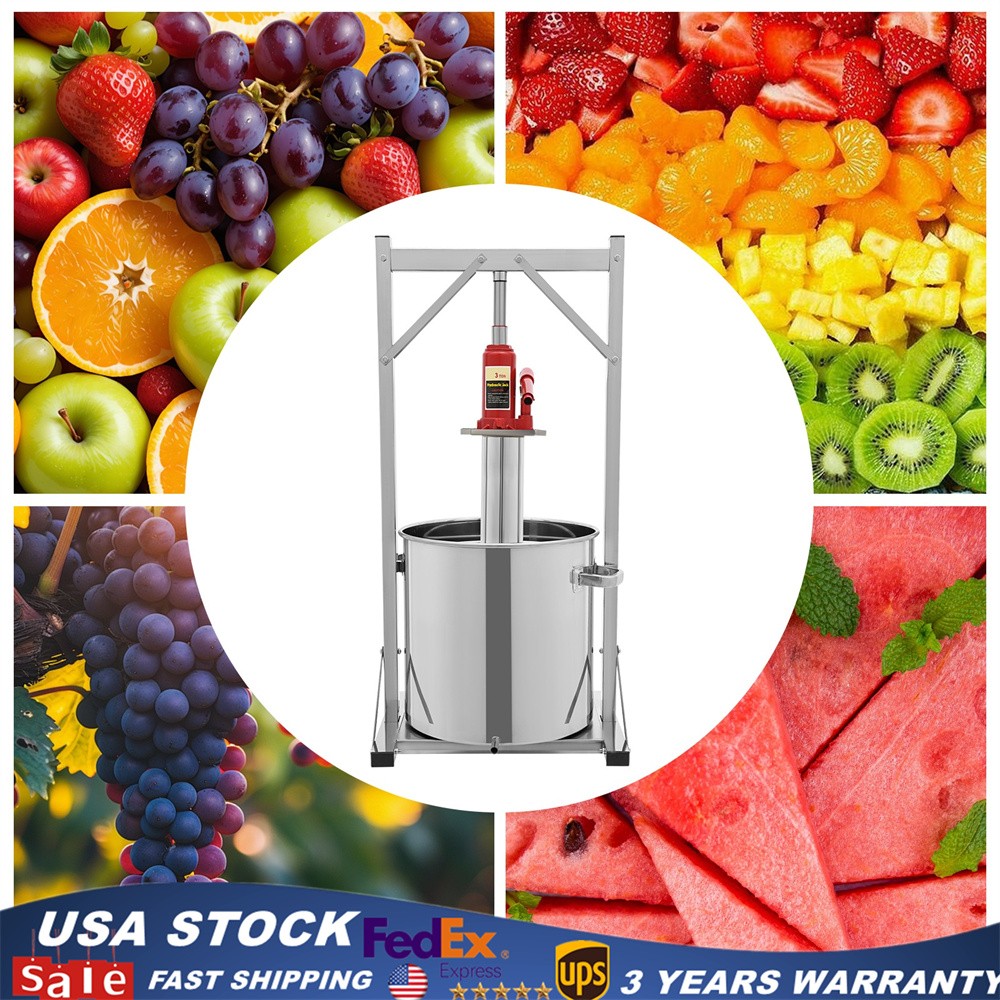 9.5Gal Fruit Wine Press, Manual Stainless Steel Cider Press with Hydraulic Jack