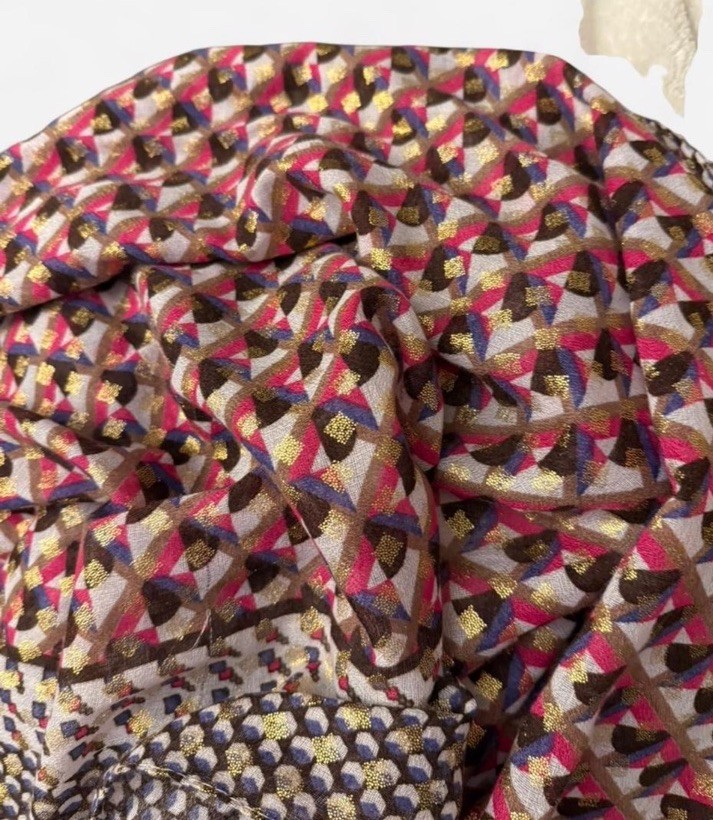 American Vintage Y2K Scarf Pink Blue and Gold Long Rectangle
