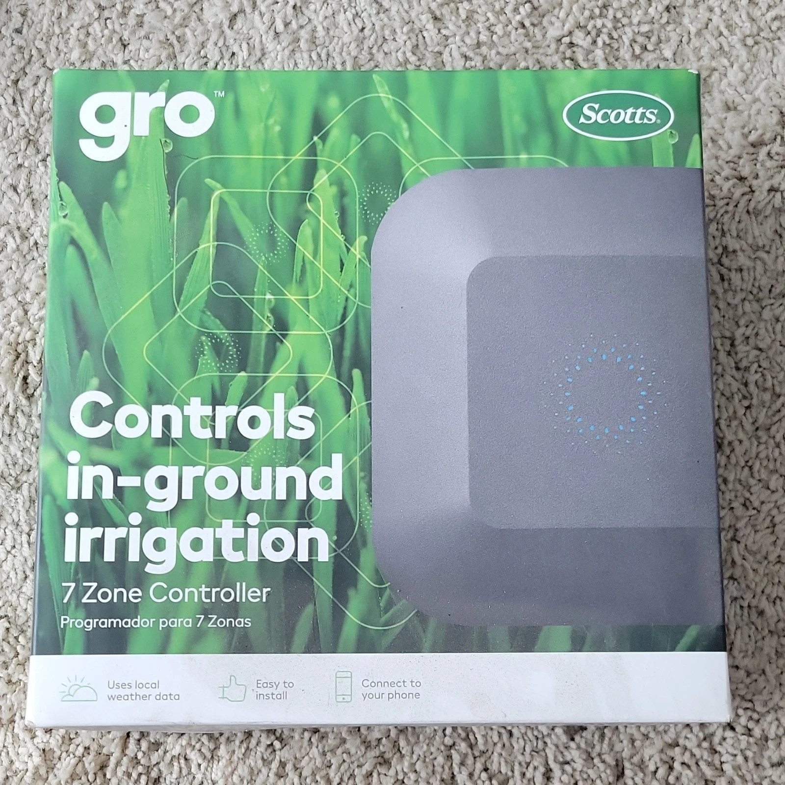 NEW Scotts Gro 7 Zone Smart Wi-Fi Sprinkler Controller Outdoor App Gray FINSO301