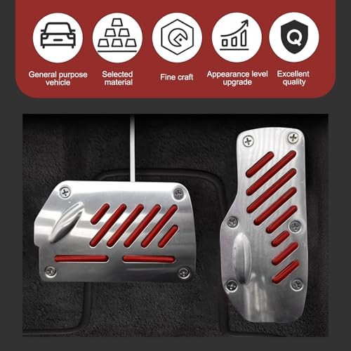 Car Pedal Cover, Brake and Accelerator Anti-skid Pedal Cover with 2 PCS Red