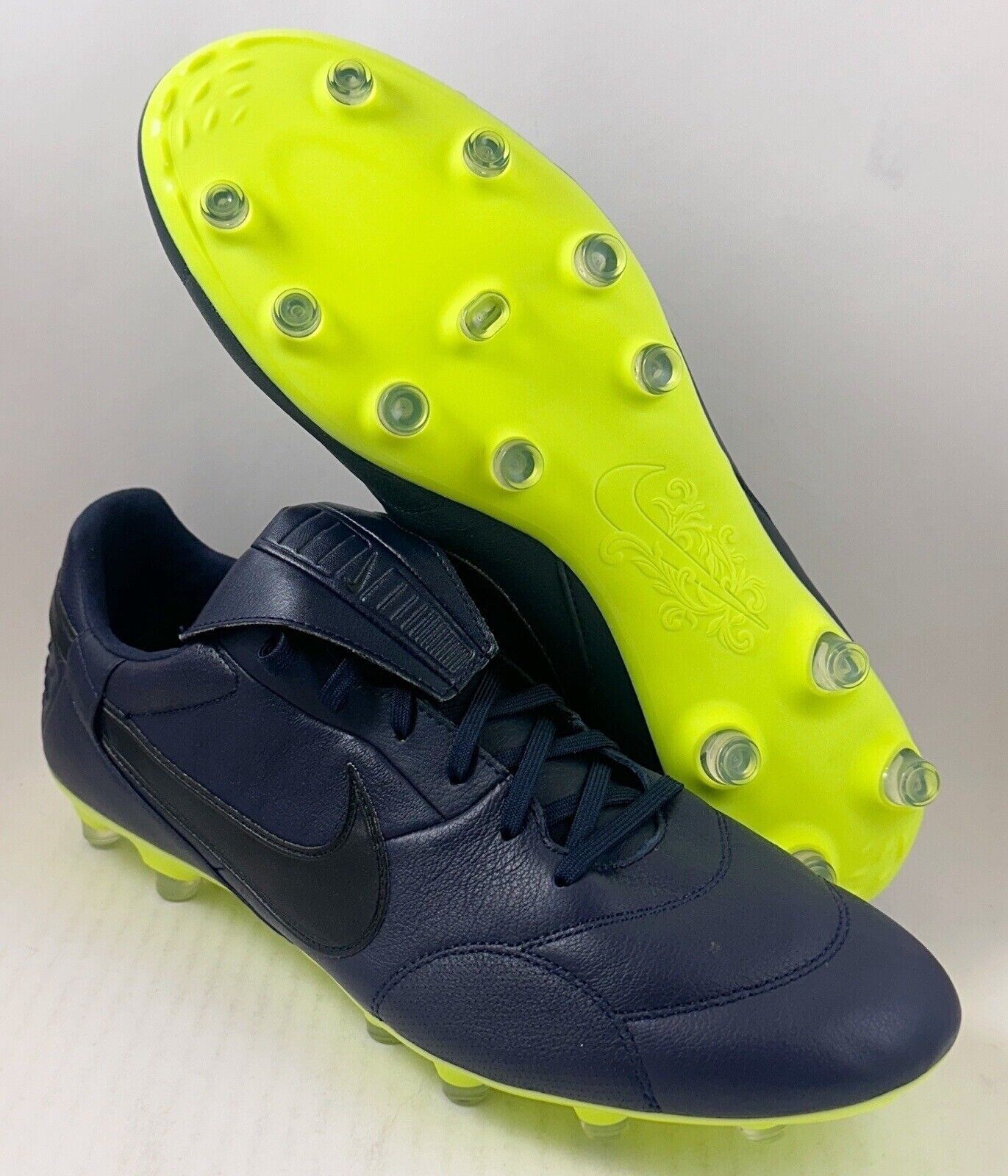 Nike Premier III FG Blackened Blue Volt Soccer Cleats AT5889-407 Men's Sz 6.5 US