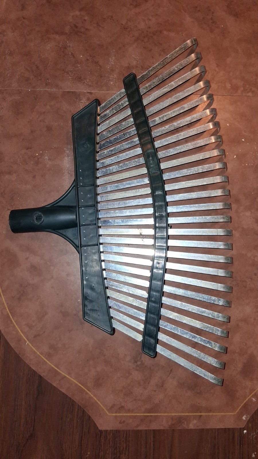 Lawn/Leaf Rake Head Attachment w/ Steel Tines, Green Plastic, Silver