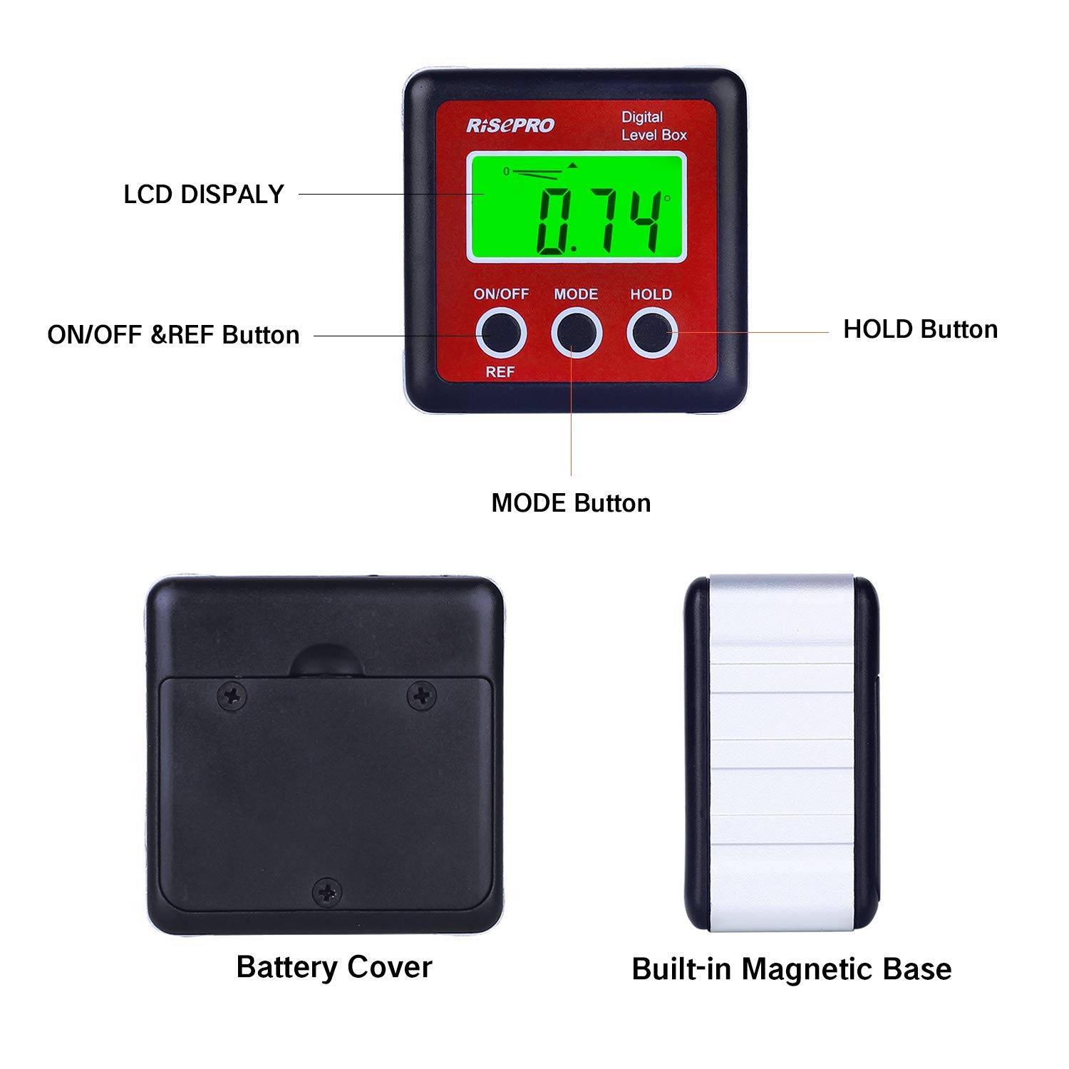 Digital Level Box Angle Gauge Protractor Inclinometer Bevel Box with Magnet B...