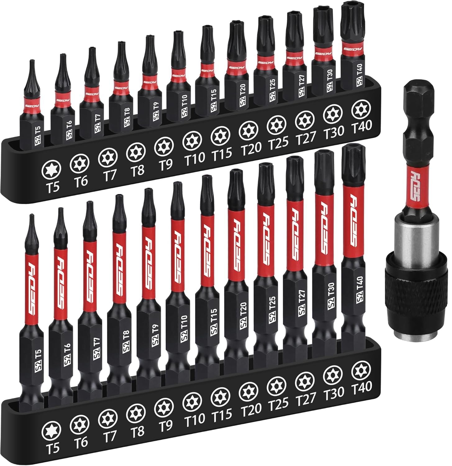 25-Piece Torx Bit Set, 1''&2.5'' Security Tamper Proof 1" and 2.5", Black