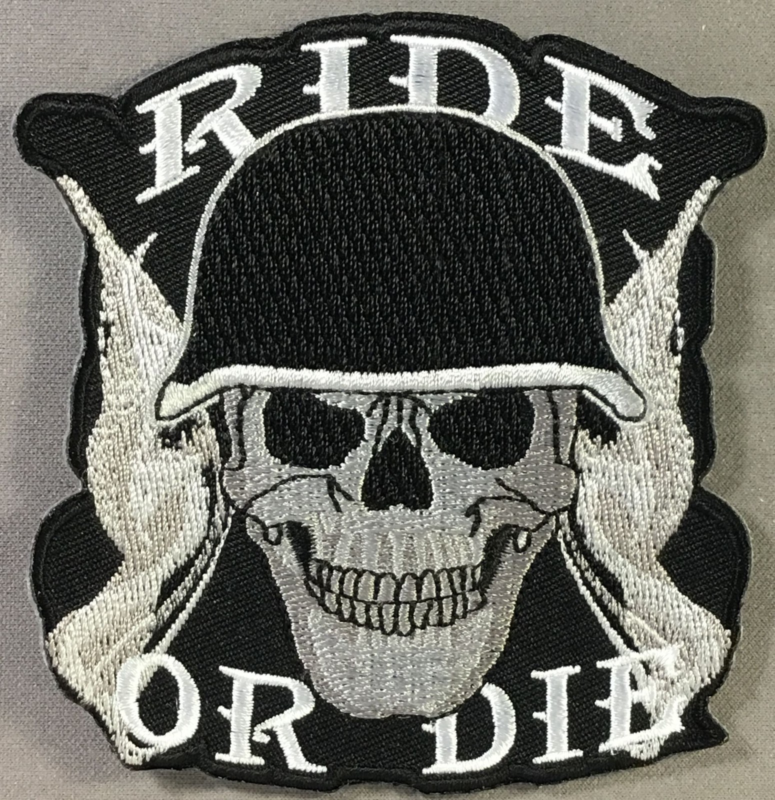 Ride or Die Biker Skull with Helmet patch