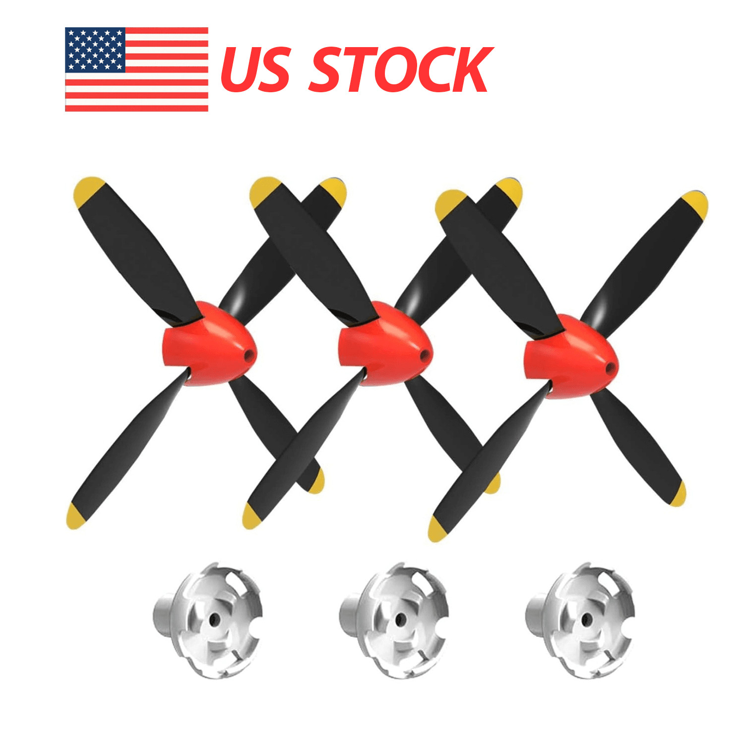 4-blade Propeller 3pcs, with Saver and Adapter for Volantexrc P-51 Red RC Plane