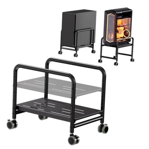 Computer Tower Stand Under Desk - Height Adjustable PC Stand for Most Black