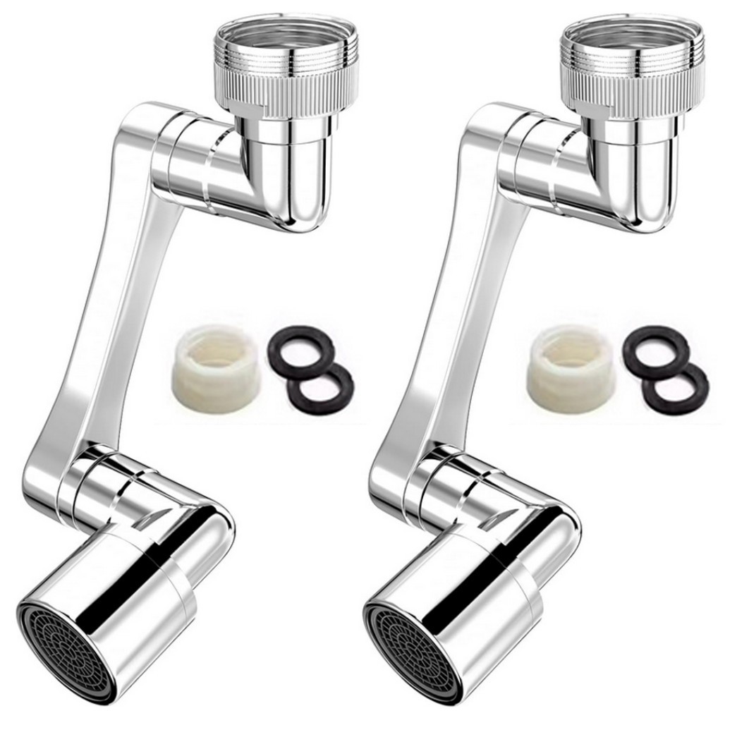 2 Pack Universal 1080° Swivel Extension Faucet Aerator Rotate Robotic Arm Extend