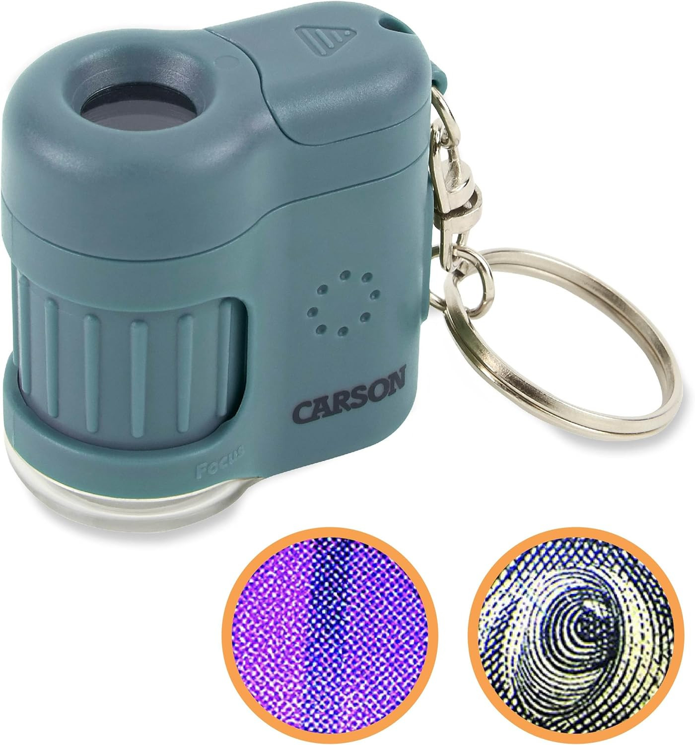 Micromini Blue, Pocket Microscope Keychain | Built-In Flashlight with UV and LED