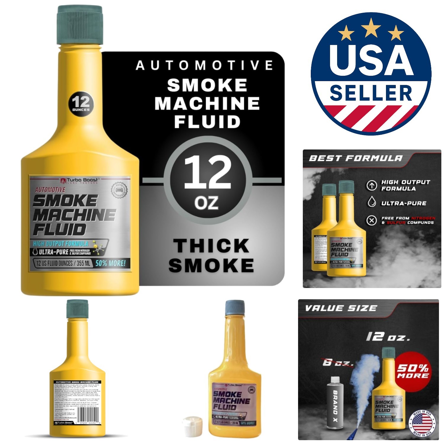 Largest 12-OZ Auto Smoke Machine Oil - Ultra Dense & Compatible with All Testers