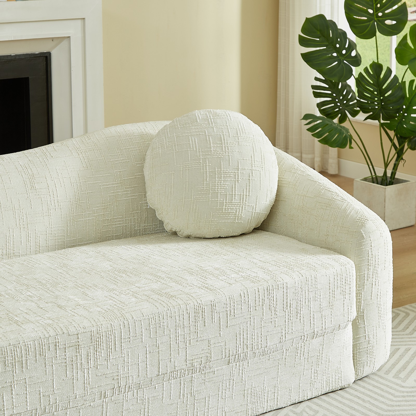 Curved Convertible Sofa Bed 2-in-1 Recliner, Chenille Foldable No Assembly Beige