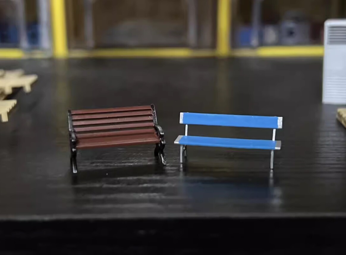 1:64 Painted Figure Model Miniature Resin Sand Park Bench Toy Mini Chair