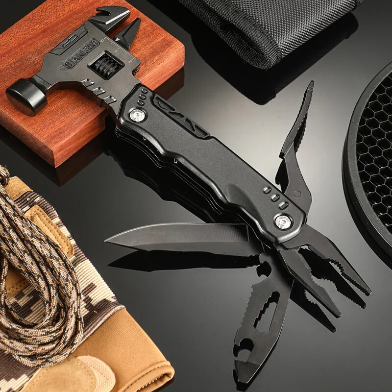 Multifunction Folding Pliers Multitool Claw Hammer Wrench EDC Tool With Sheath