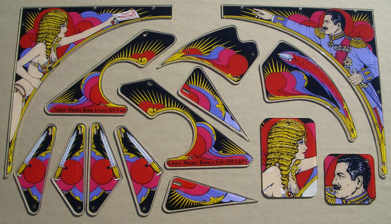 MATA HARI 1978 BALLY PINBALL PLAYFIELD PLASTIC SET NEW LICENSED SEALED