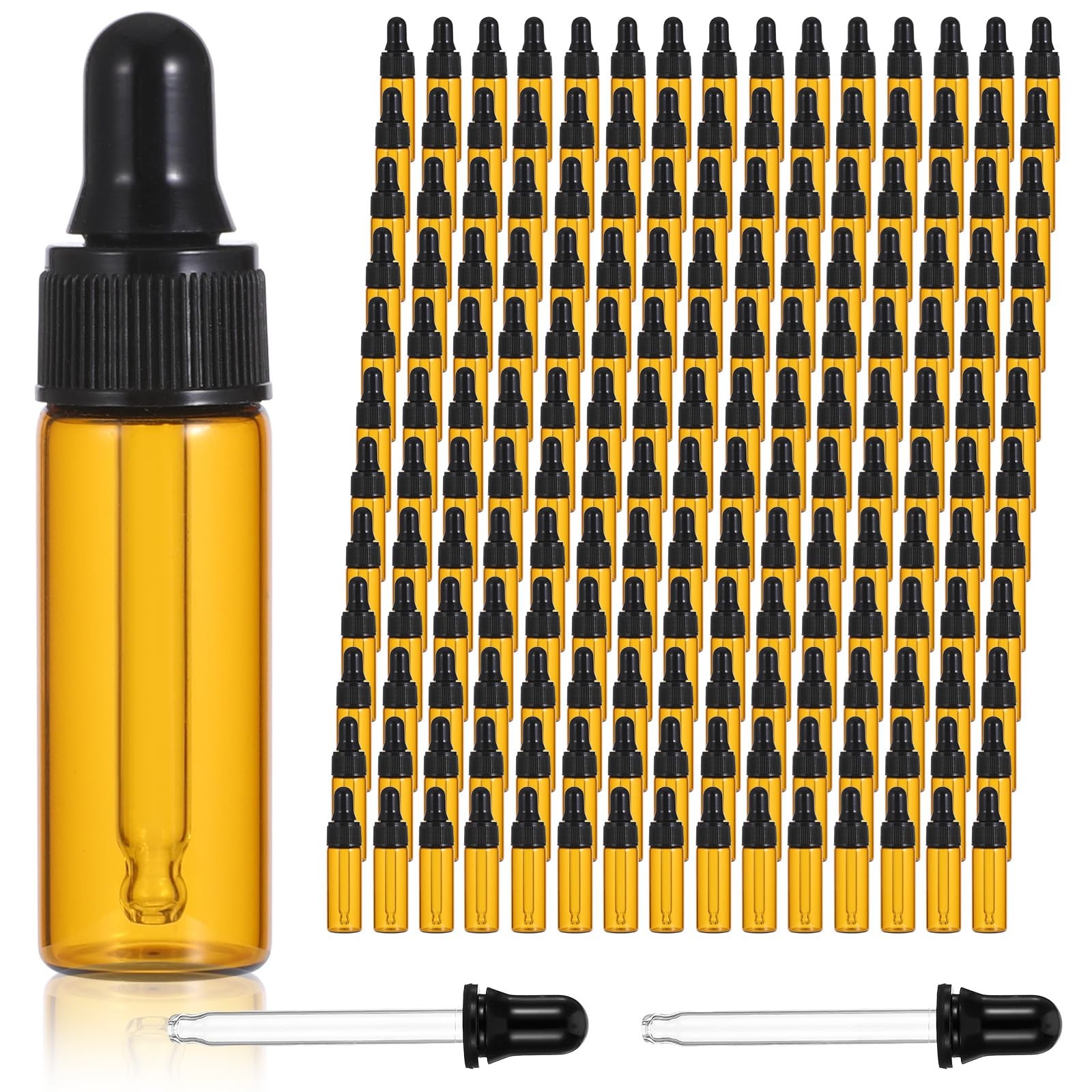 100 PCS Mini Glass Dropping Bottles Bulk Essential Oil Dropper Bottles Amber ...