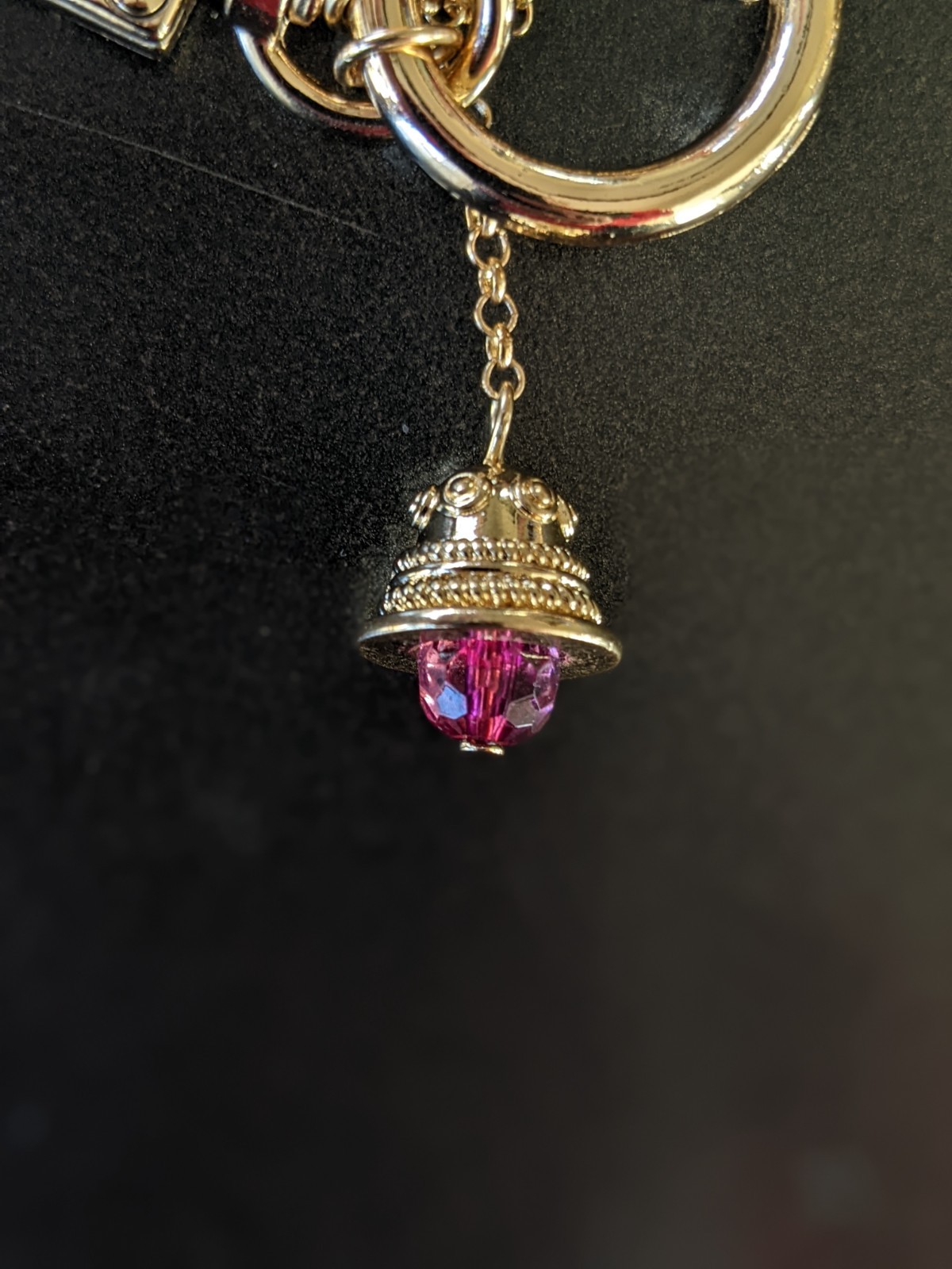 Effy Bell Handbag Charm Gold Tone Chain Cruise Collection Souvenir - PINK