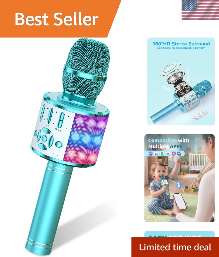 LED Light Karaoke Microphone for Kids - Perfect Birthday Gift for Ages 3-12