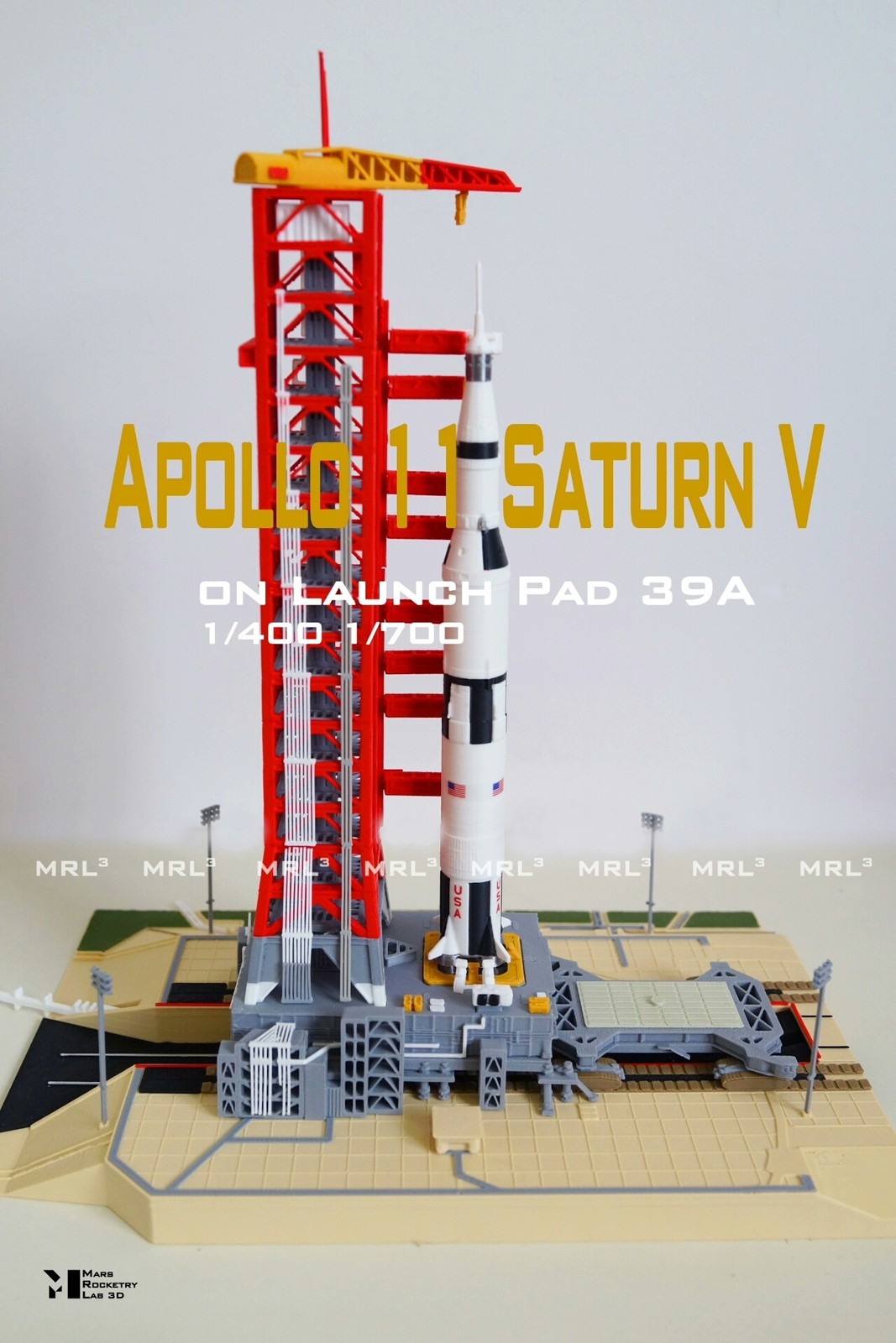 1/400 Saturn V CCAFS 39A Apollo 11 3D Printed Launch Scene Spacecraft Model Gift