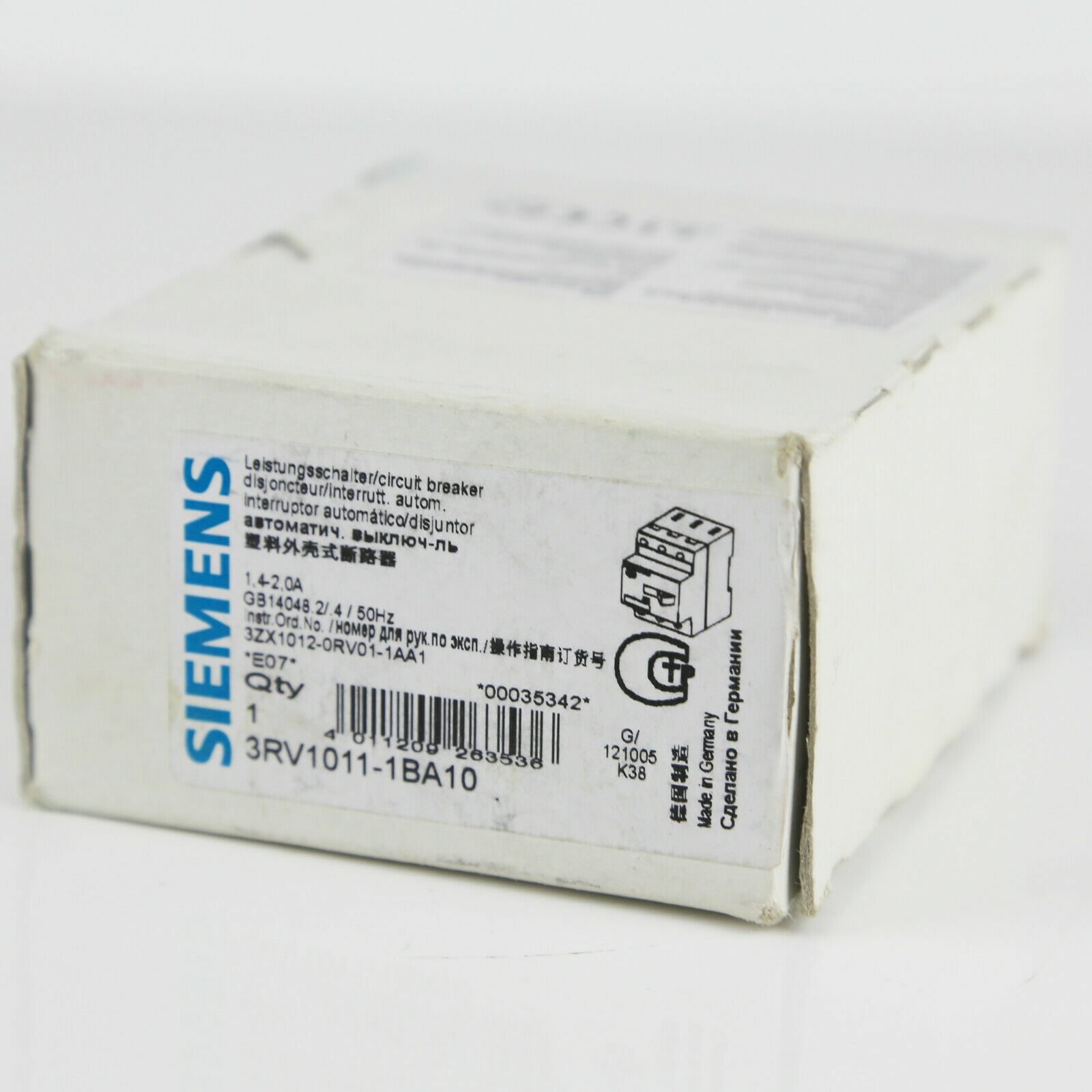 NEW Siemens 3RV1011-1BA10 Circuit Breaker Motor Protector Overload 4.5-6.3A