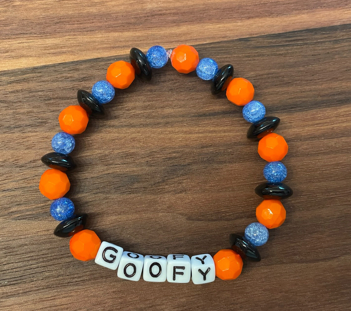 New! Disney Goofy inspired beaded stretch Letter bracelet handmade NEW!