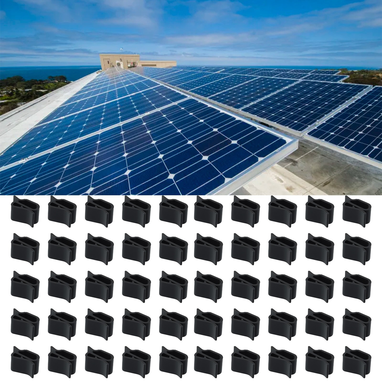 Solar Panel Clip Cable Mount Temperature Resistant 2 Lines Clamps Bracket