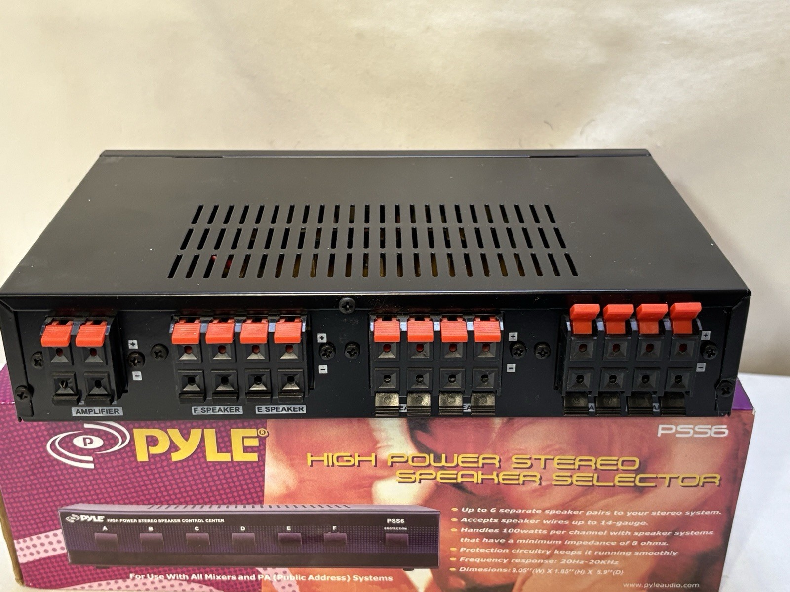 Pyle PSS6 High Power Stereo Speaker Selector 100W per Channel + Instructions Box