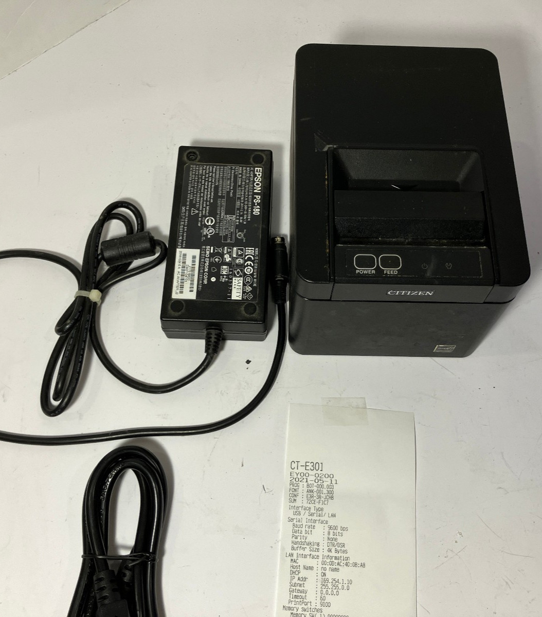 CITIZEN SYSTEMS CT-E301 USB Ethernet RS-232C POS THERMAL PRINTER w/Power Grade B