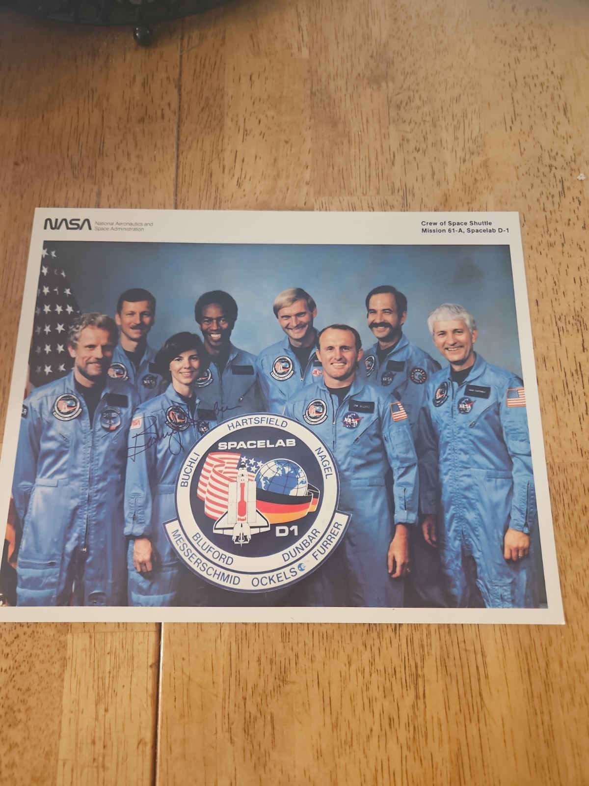 NASA 61-A Spacelab D-1 Partially Signed Crew Photo