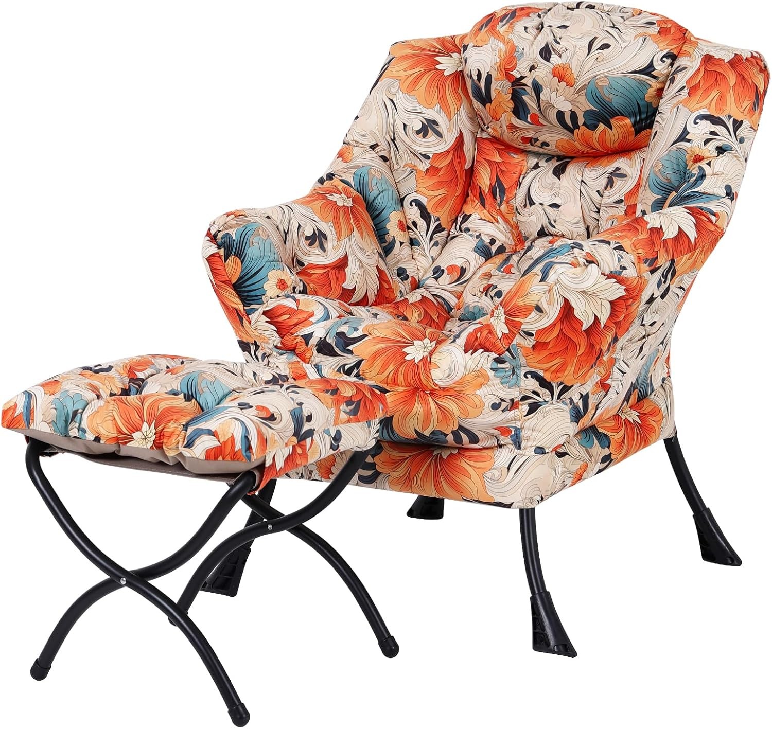Lazy Chair W/ Ottoman Modern Lounge Accent Chair W/ Armrests & a Side Pocket