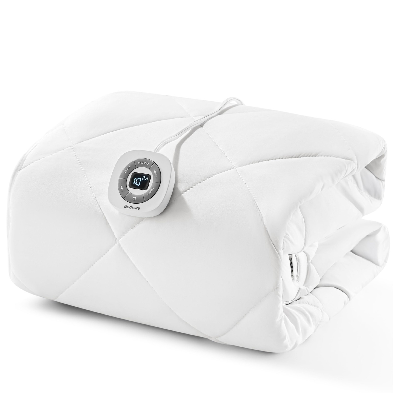 Bedsure Heated Mattress Pad Twin - Bed Warmer with Twin, White - Brushed