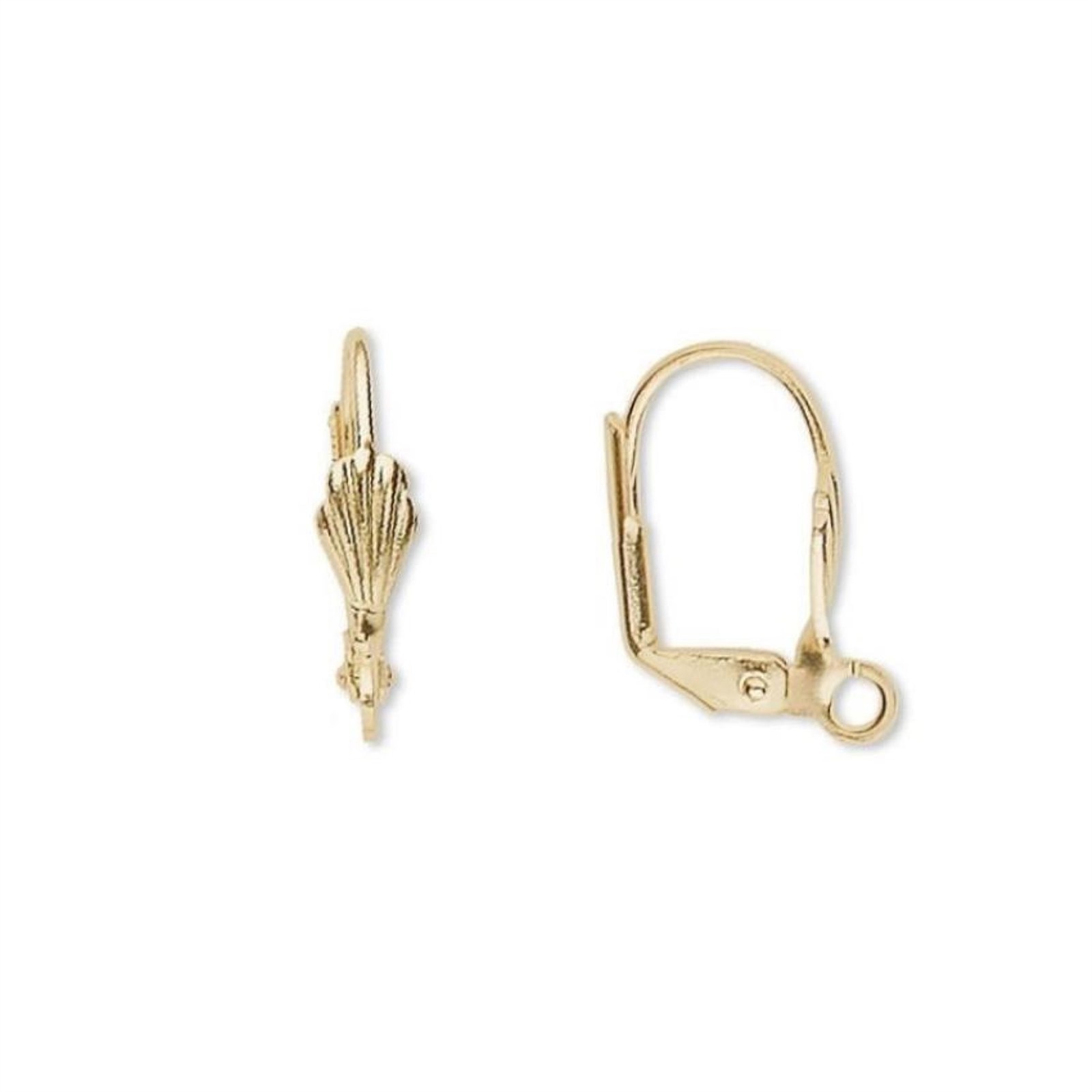 Gold 14K Plated Leverback Shell Loop Ear Hooks Earring Findings 10 pcs