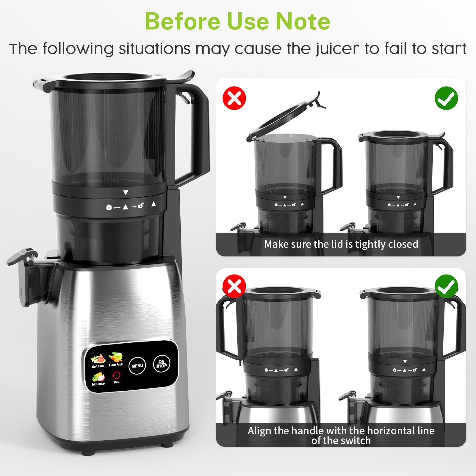 Juicer Machines, 5.4" Extra Large Feed Chute Cold Press Juicer, Juice Maker E...