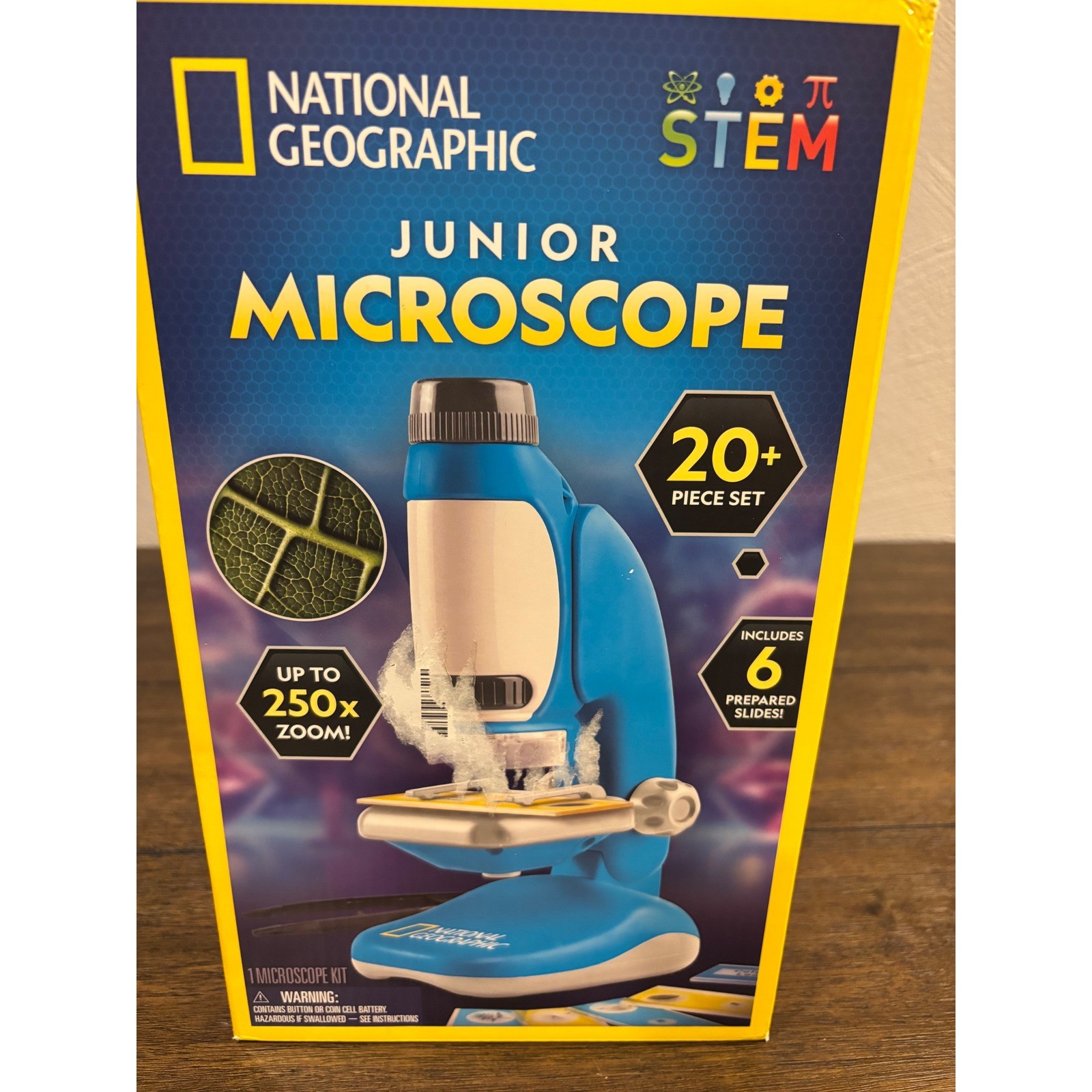 National Geographic Junior Microscope STEM Kit 250x Zoom 20+ Piece Set Blue