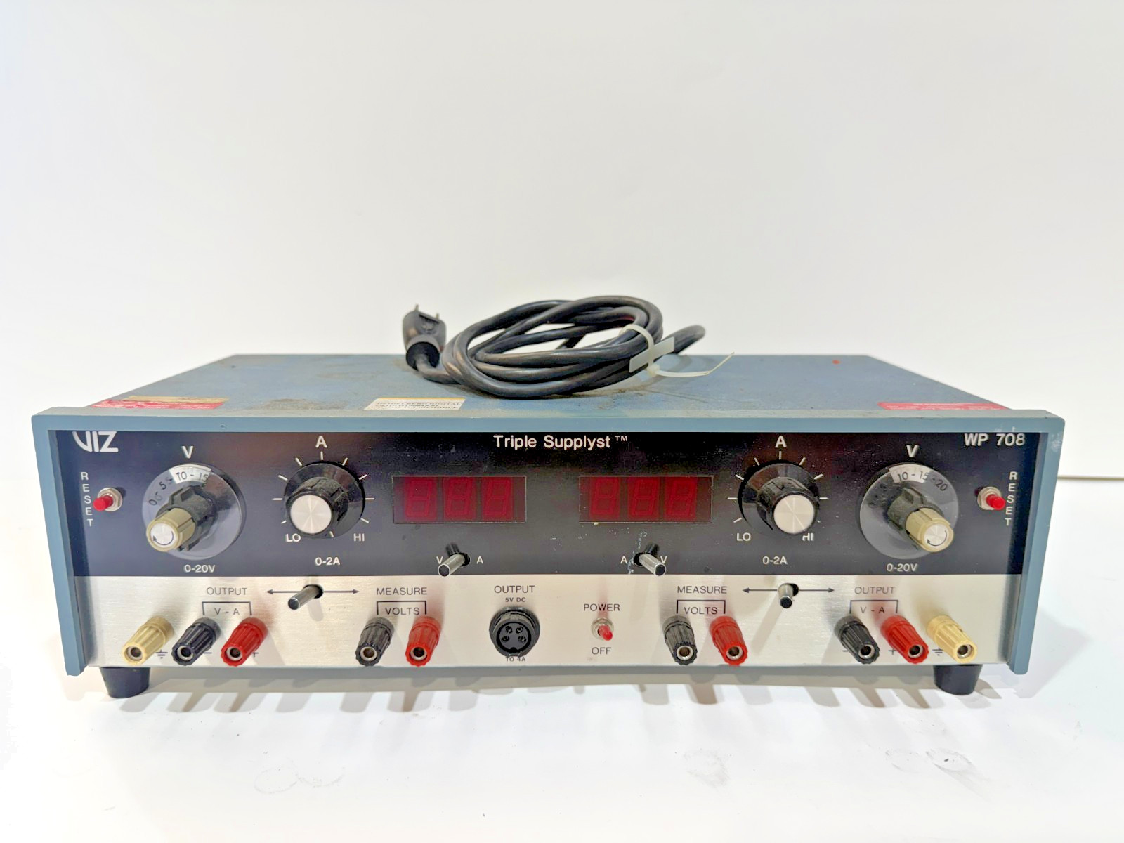 VIZ Manufacturing WP-708 Triple Output DC Power Supply 0-20V 2A 5V 4A